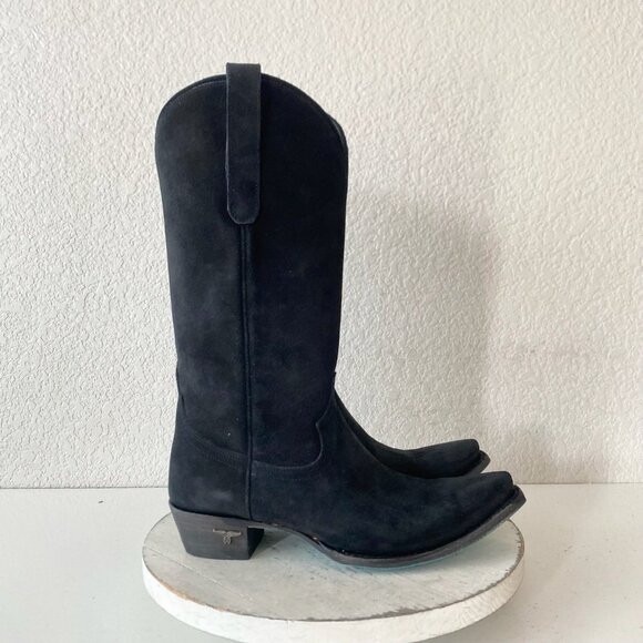 Black Suede Heeled Boots - Picture 2 of 14